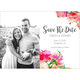 Watercolor Corner Peonies Photo Save The Date Announcements Image 3 of 5